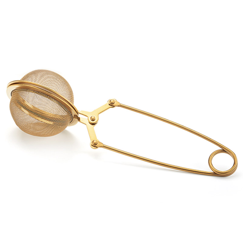 metal tea strainer tongs gold